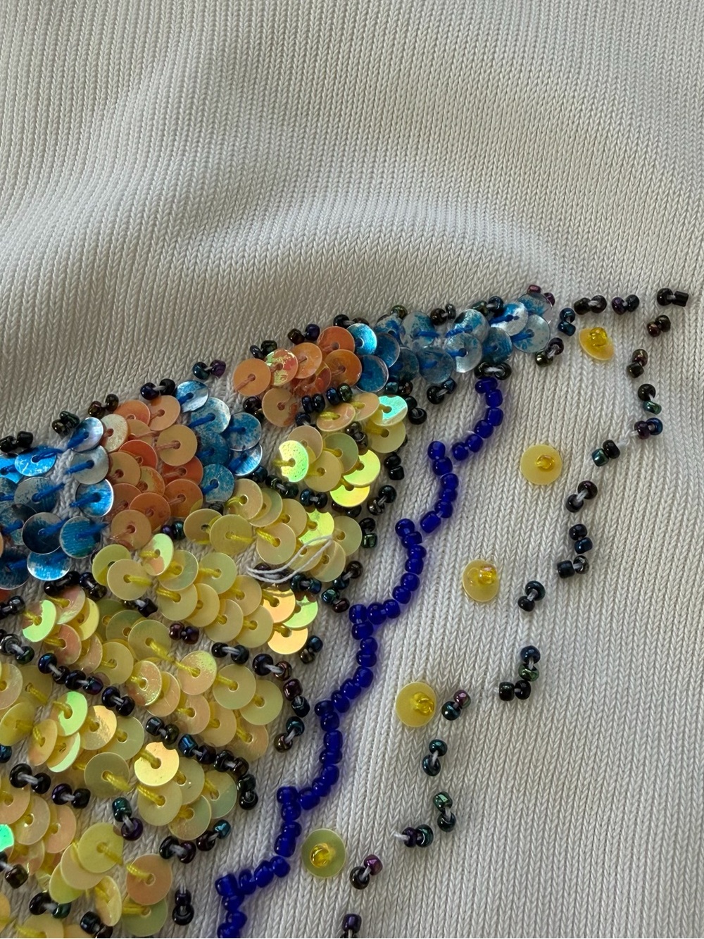 Vintage Y2K Lucia Burns Beaded Butterfly Sequin Tank Top White Ribbed Large. - Picture 9 of 12